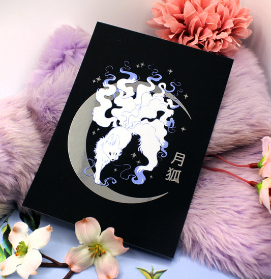 Silver Foil Moon Fox A6 Print