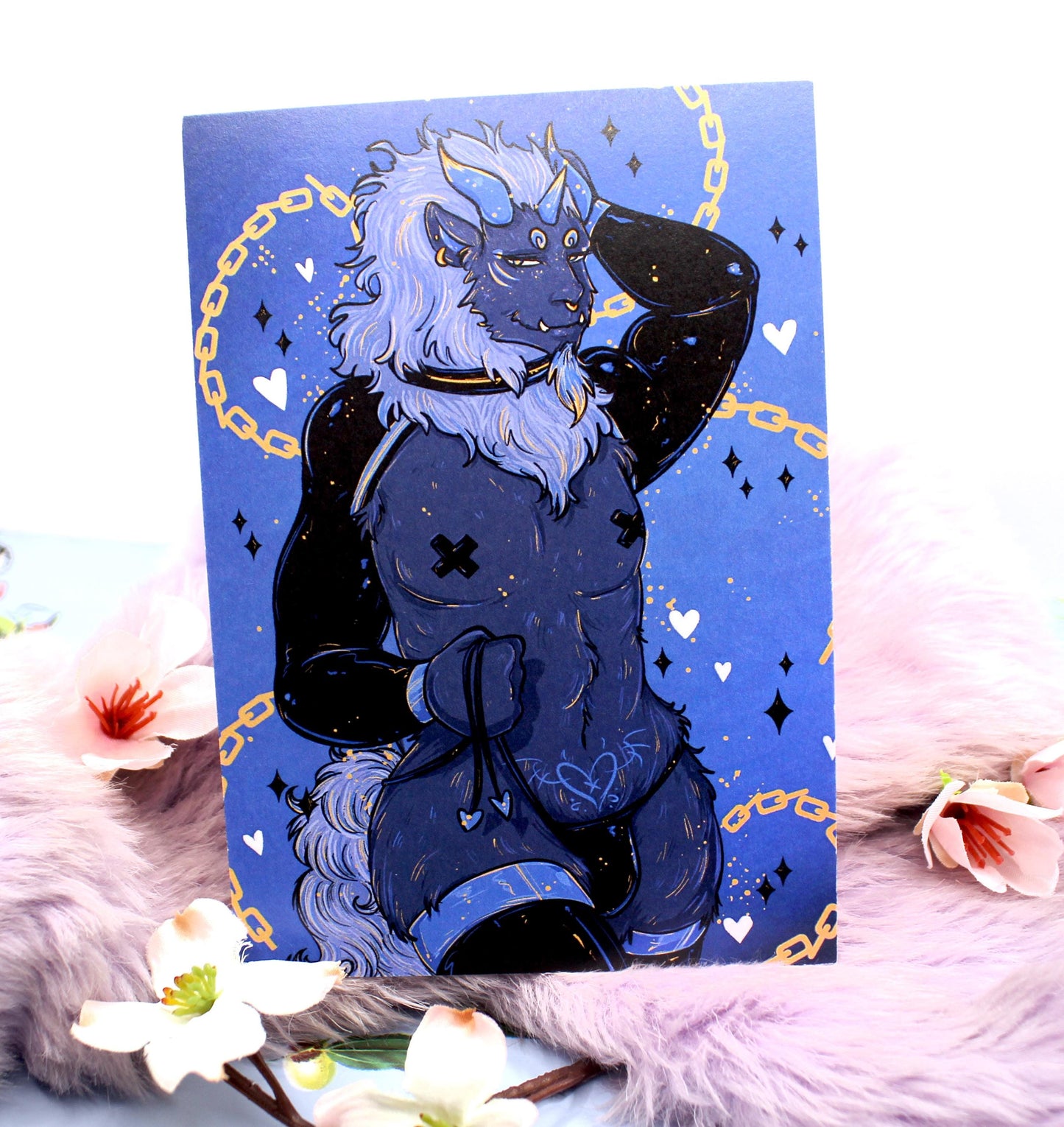 Sundra Anthro Male Shisa Pin Up A6 Print - The Nightingale Dragon Series