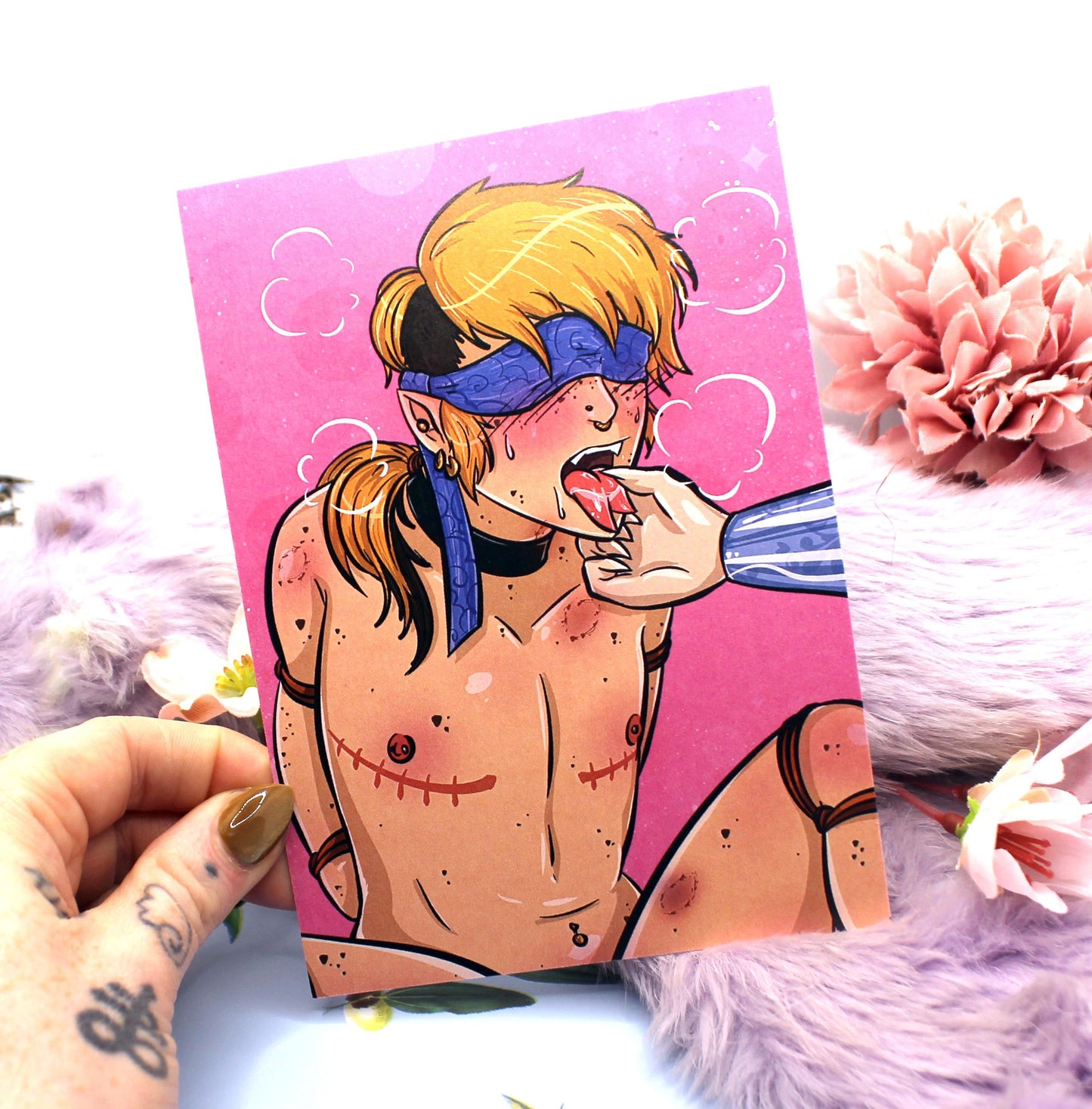 Blind Fold Shibari Taowren Pin Up A6 Print - The Nightingale Dragon Series