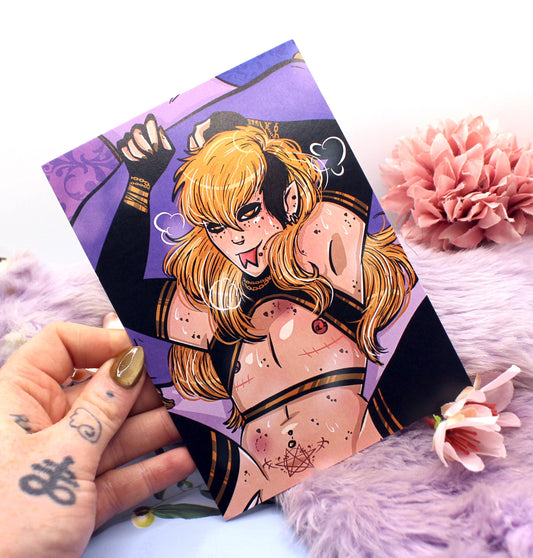 Taowren Pin Up Purple A6 Print - The Nightingale Dragon Series