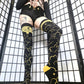 Black and Gold Celestial Print Thigh High Socks (Size 3-12 UK)