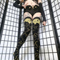 Black and Gold Celestial Print Thigh High Socks (Size 3-12 UK)