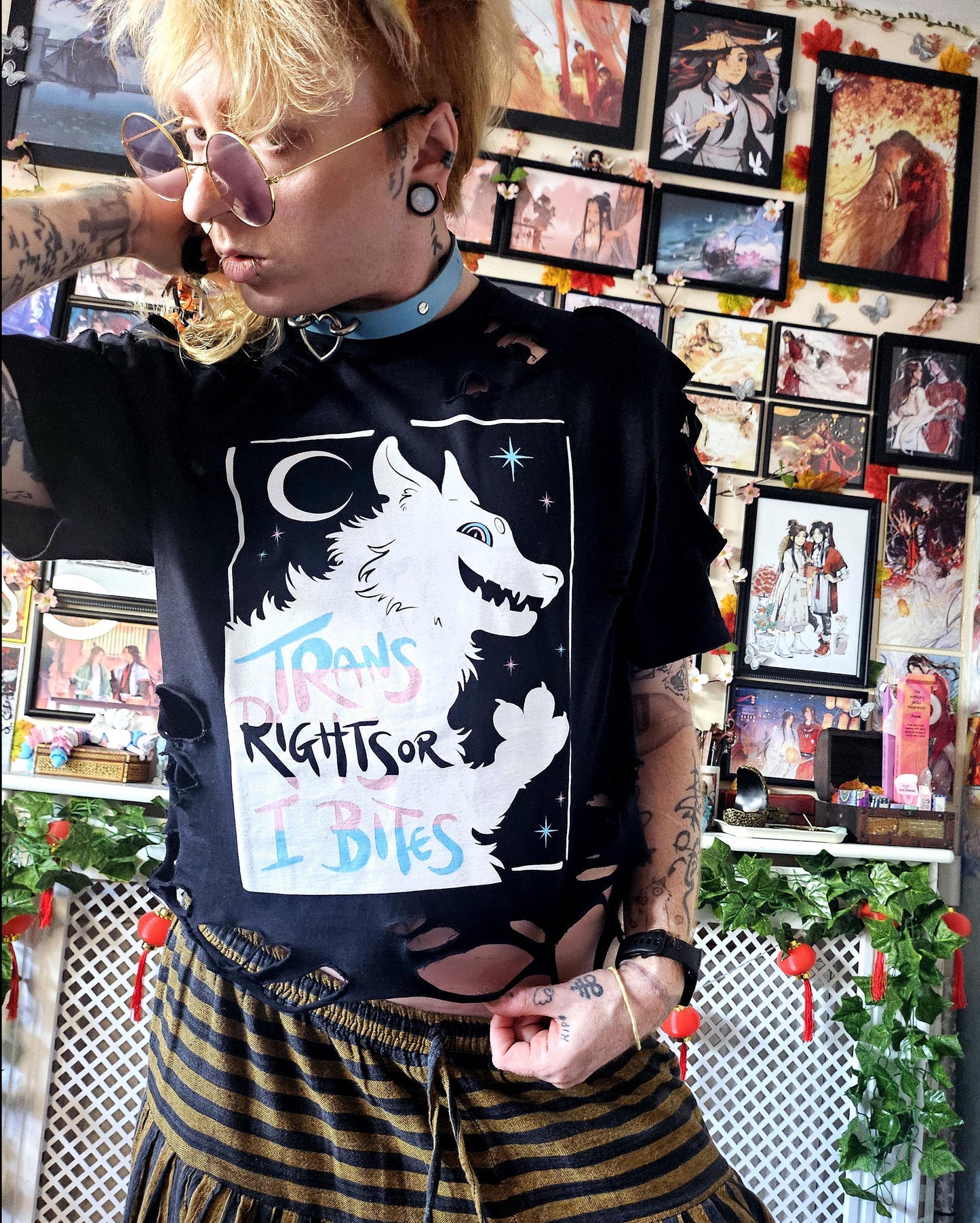 Trans Rights or I Bites Black T-shirt (S-4XL)