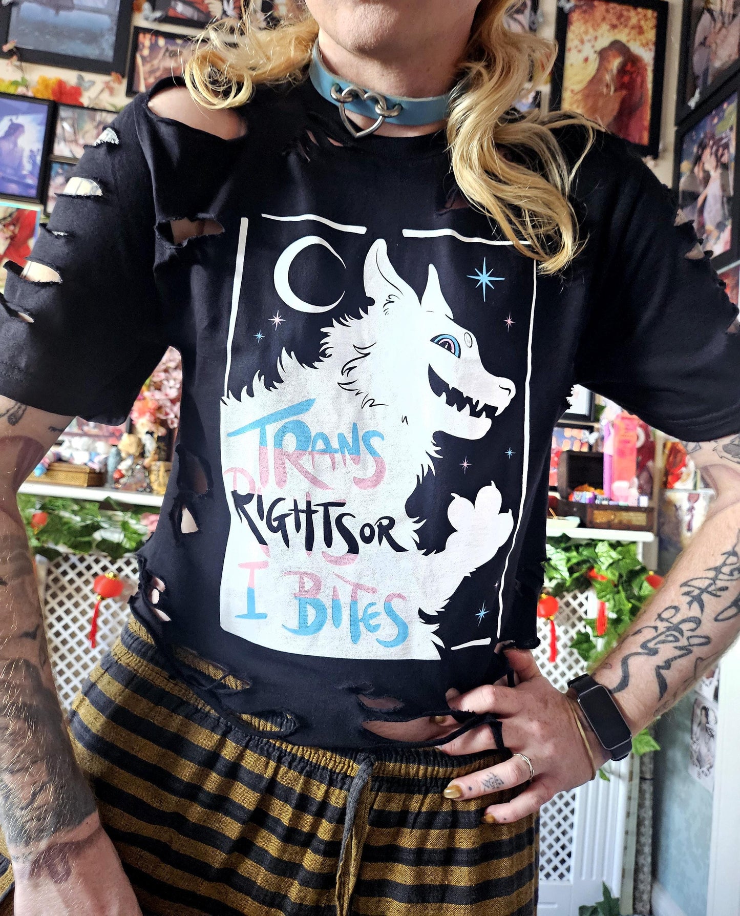 Trans Rights or I Bites Black T-shirt (S-4XL)