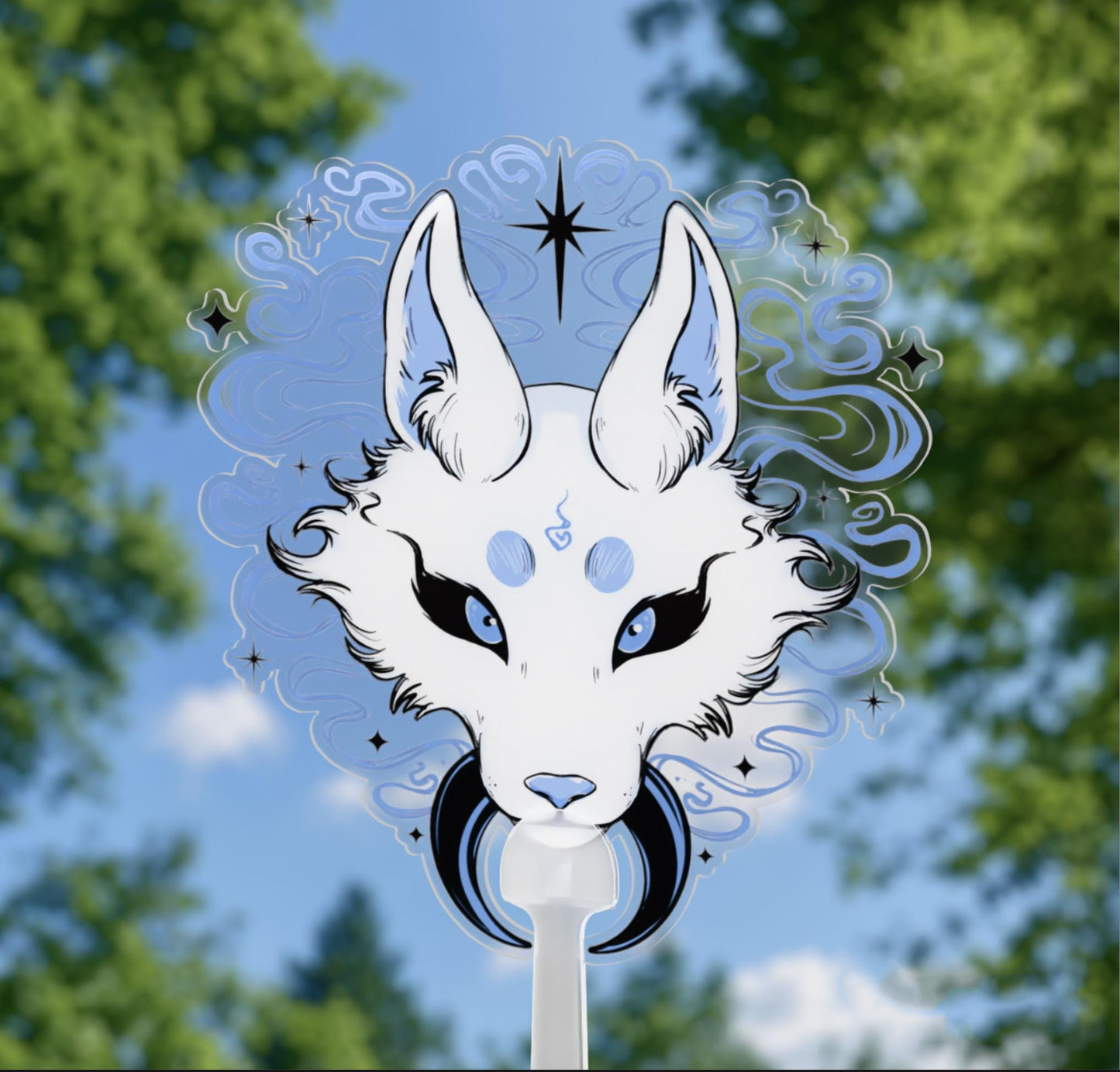 White Fox 15cm PVC Hand Fan
