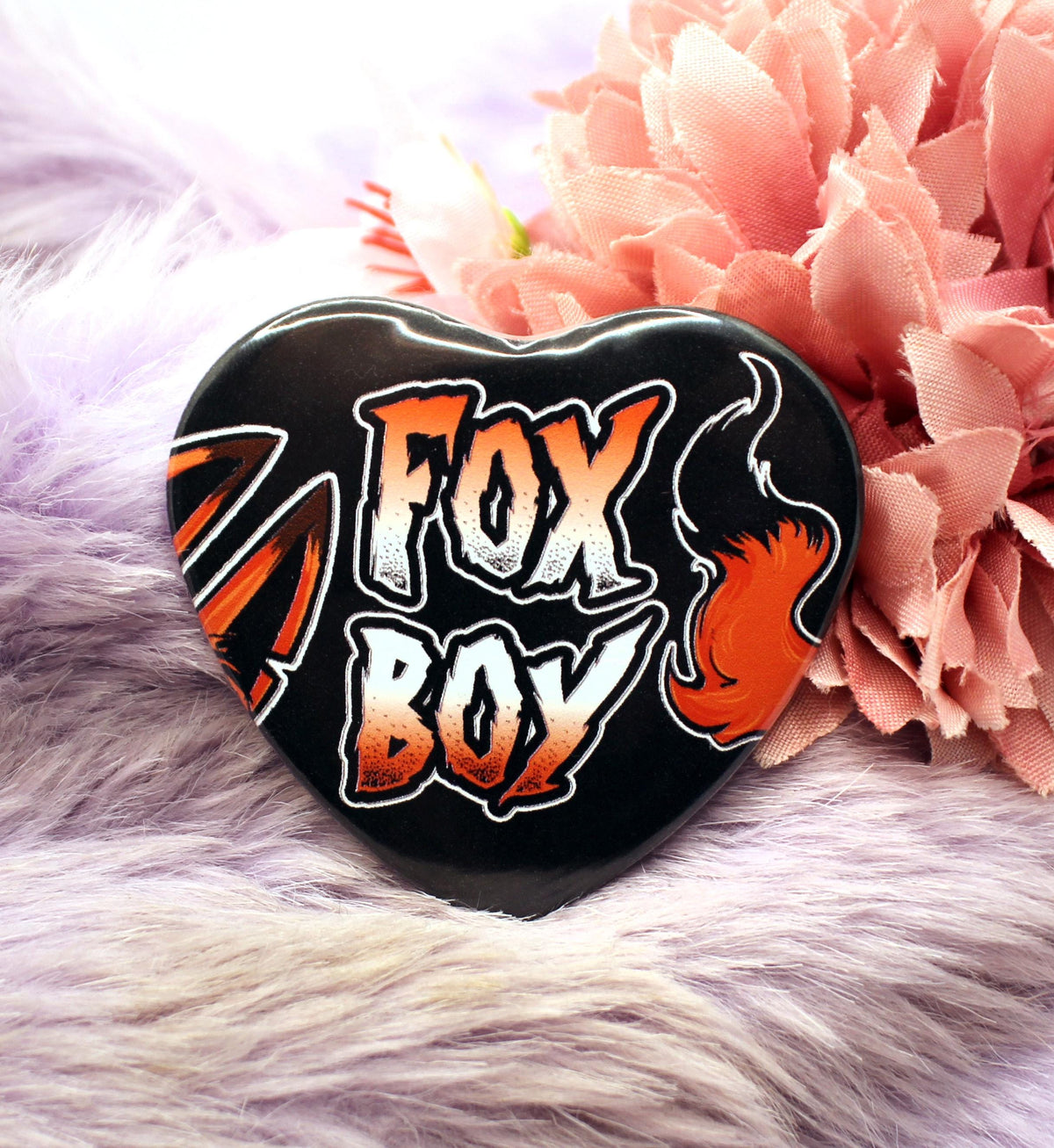 Fox Boy and Fox Girl Heart Badges (55mm)
