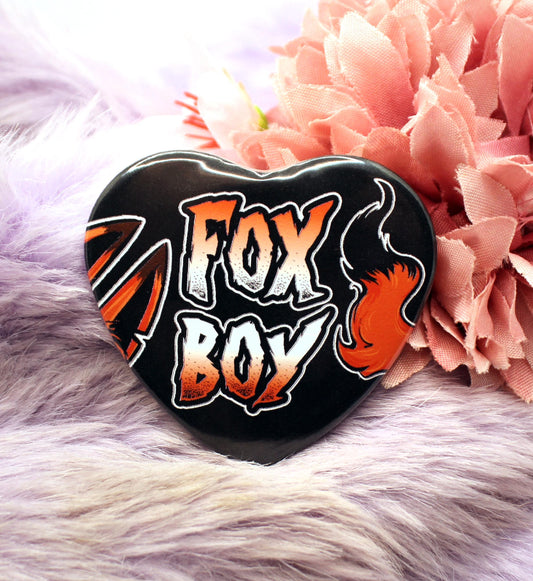 Fox Boy and Fox Girl Heart Badges (55mm)