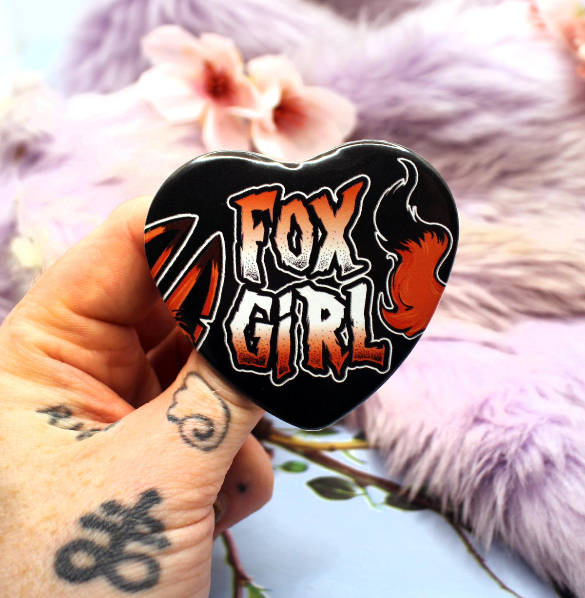 Fox Boy and Fox Girl Heart Badges (55mm)