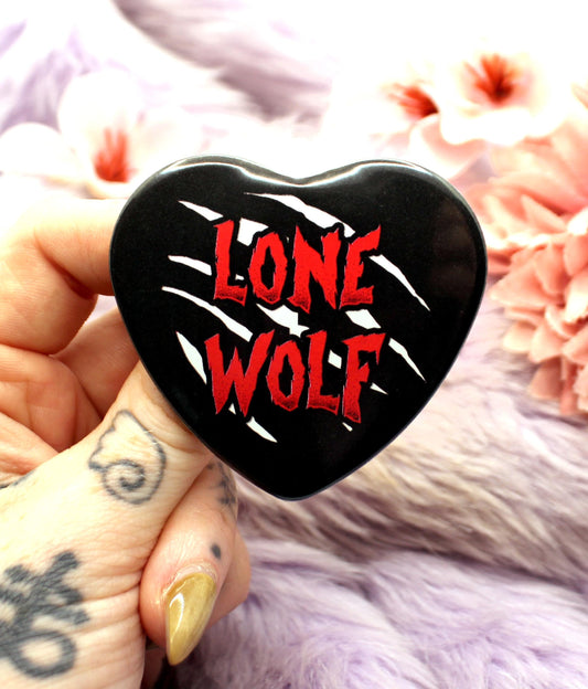 Lone Wolf Heart Badge (55mm)