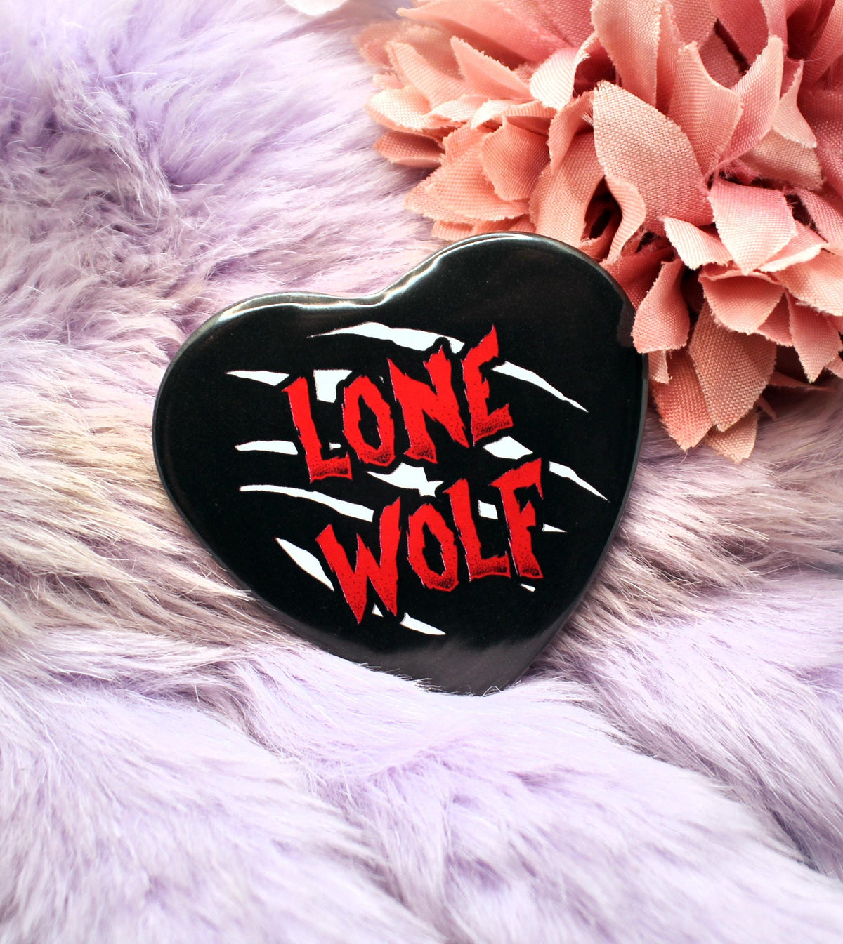Lone Wolf Heart Badge (55mm)