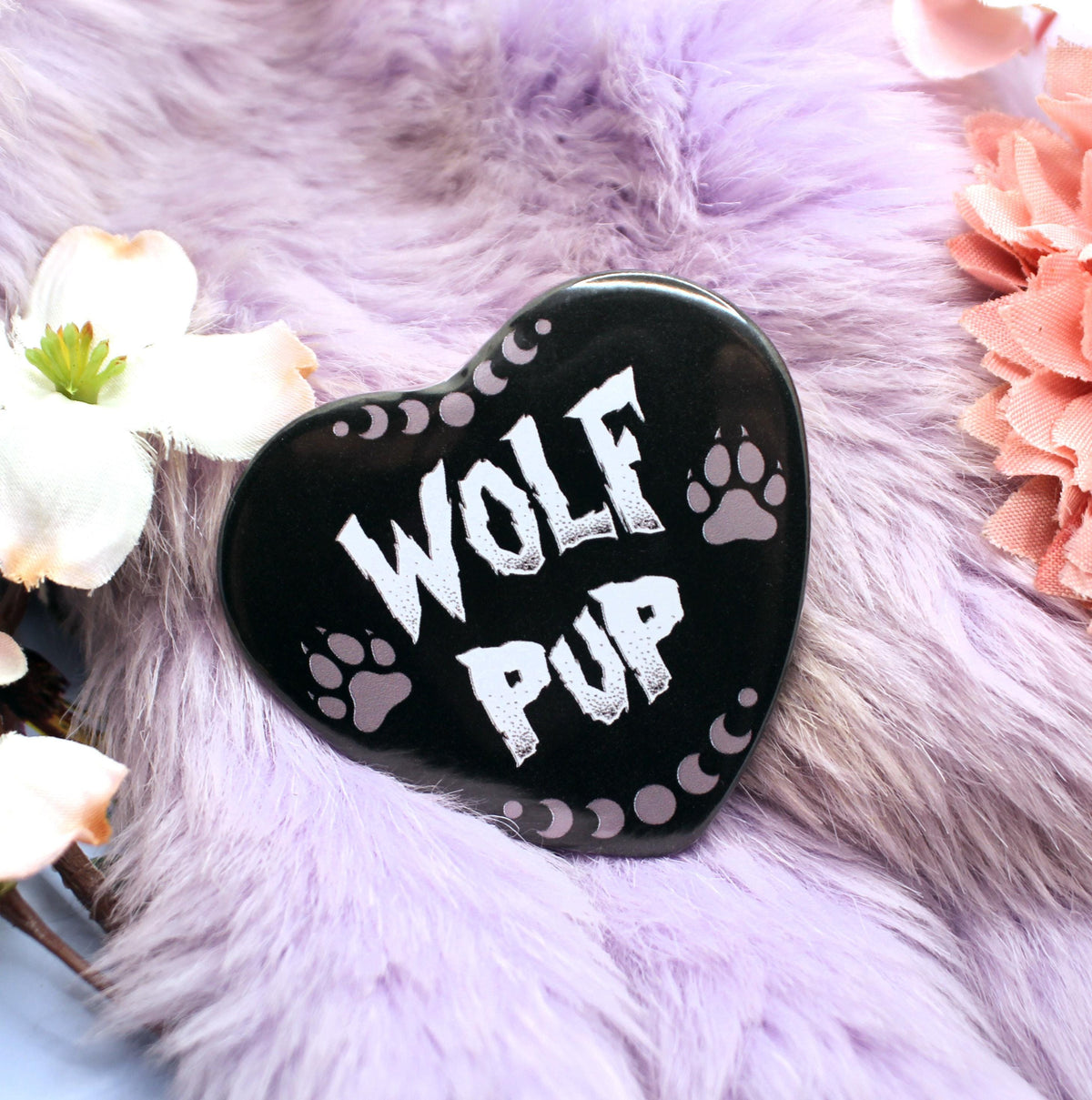 Wolf Pup Heart Badge (55mm)