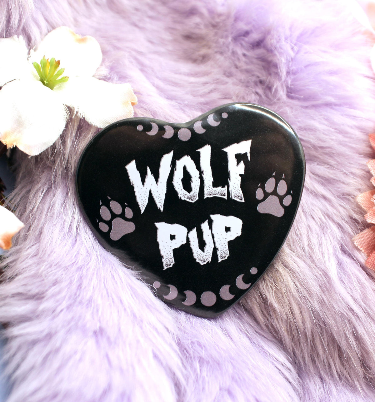 Wolf Pup Heart Badge (55mm)
