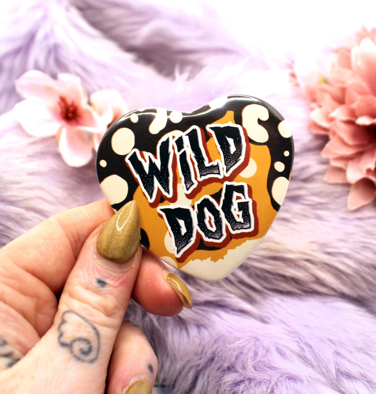 Wild Dog Heart Badge (55mm)