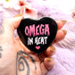 Omega in Heat Heart Badge (55mm)