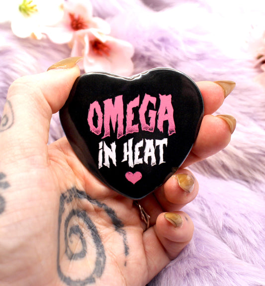 Omega in Heat Heart Badge (55mm)