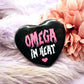 Omega in Heat Heart Badge (55mm)