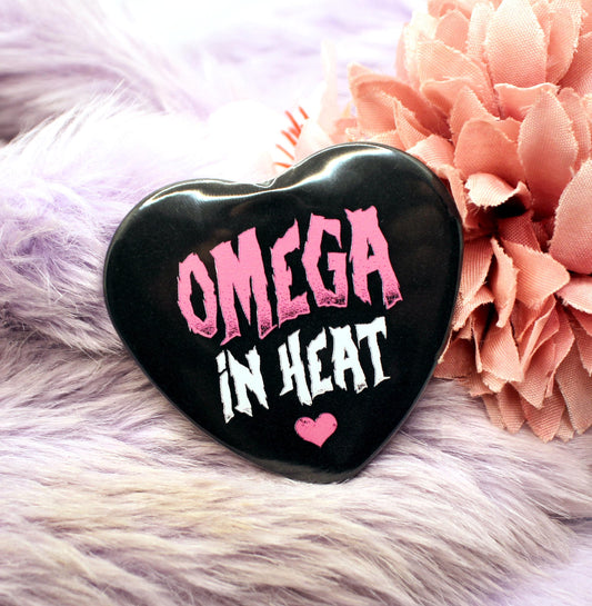 Omega in Heat Heart Badge (55mm)