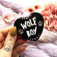 Wolf Boy and Wolf Girl Heart Badge (55mm)