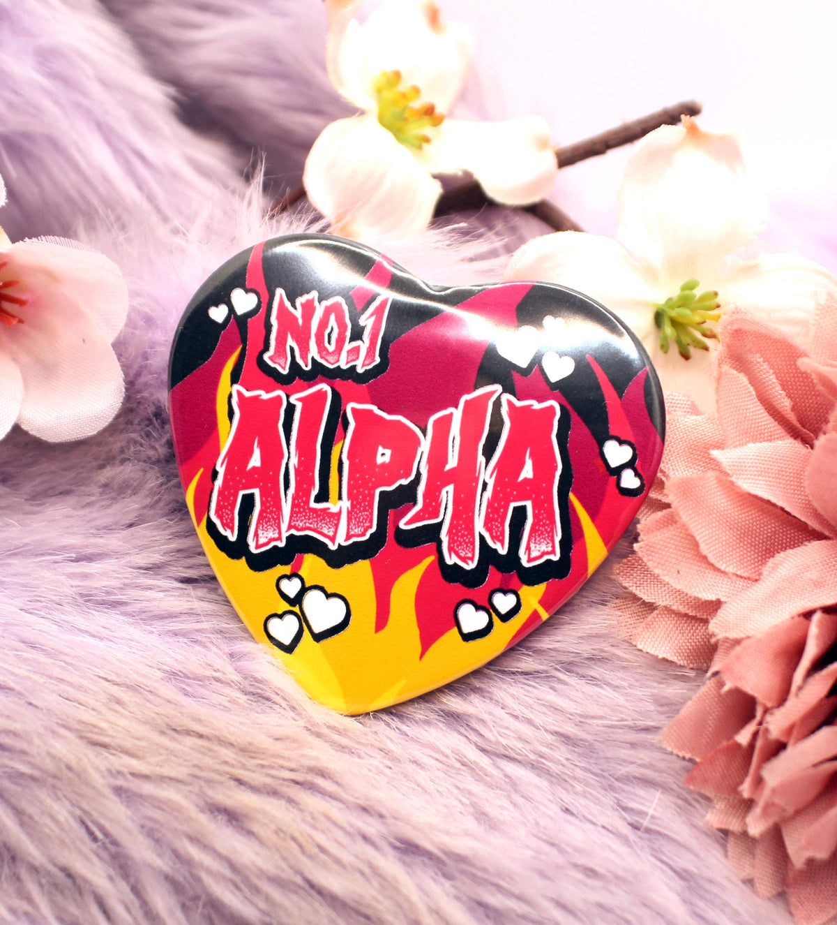 No.1 Alpha Flame Heart Badge (55mm)