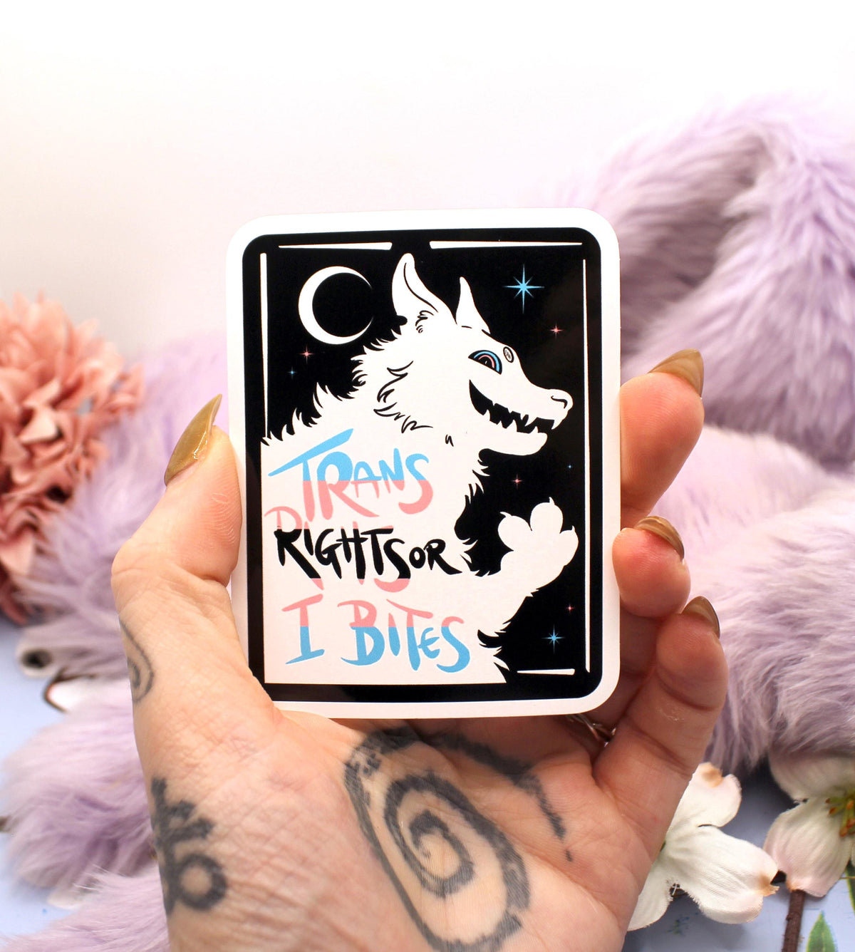 Trans Rights or I Bites Transgender Pride Sticker (7cm)