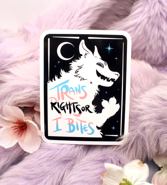 Trans Rights or I Bites Transgender Pride Sticker (7cm)