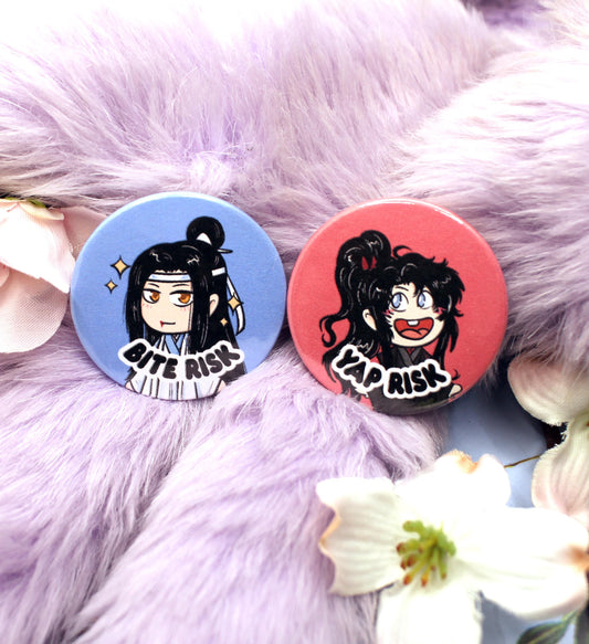 Wangxian Bite Risk Yap Risk Badges (38mm) - Mo Dao Zu Shi