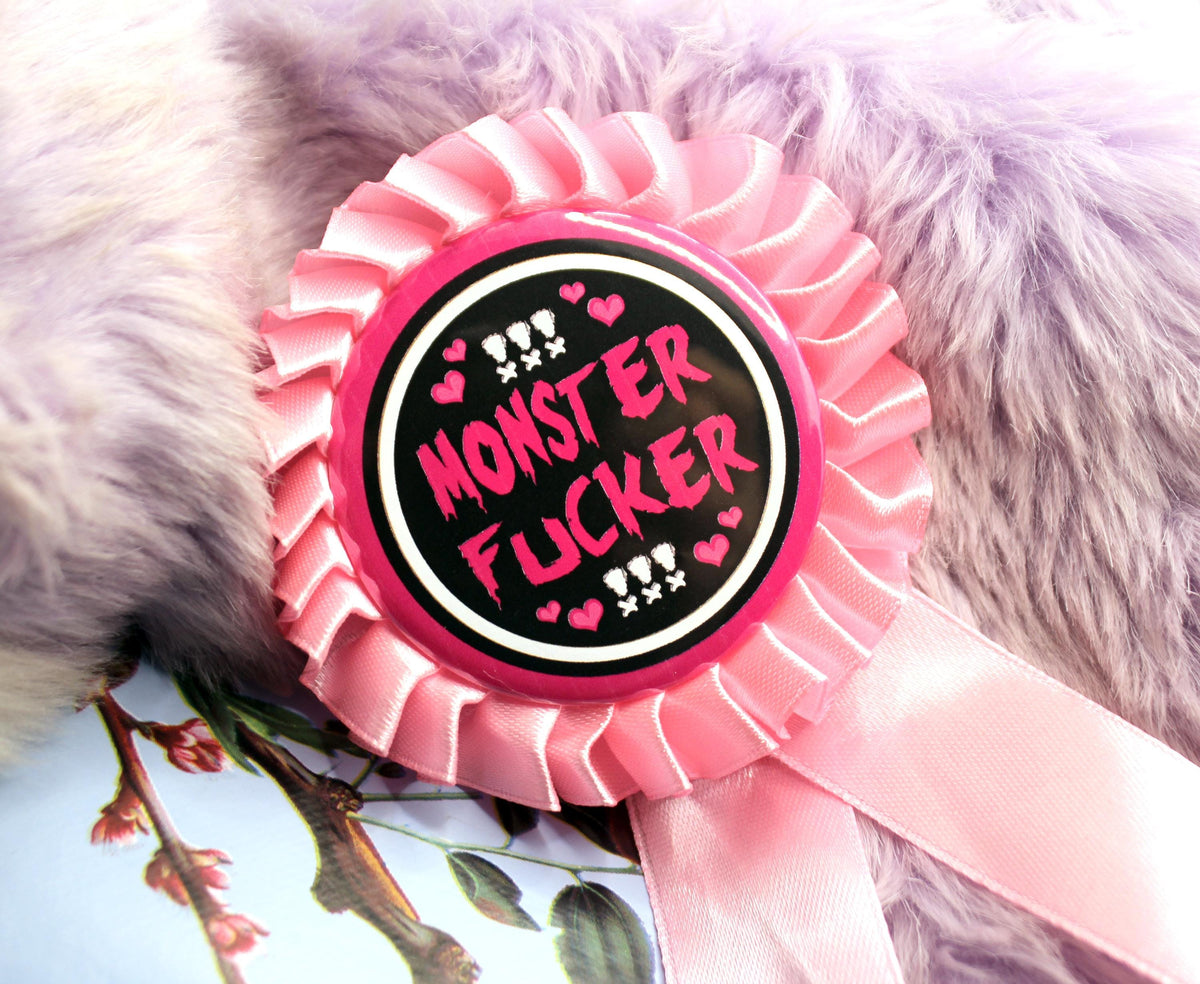 Pink and Black Monster Fucker Rosettes (58mm)