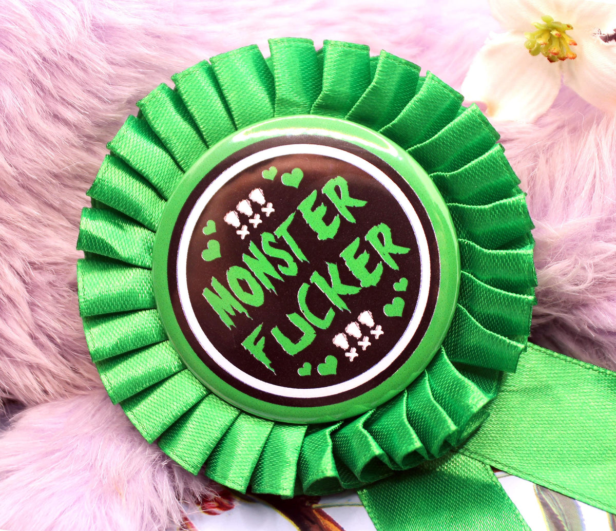 Green and Black Monster Fucker Rosettes (58mm)