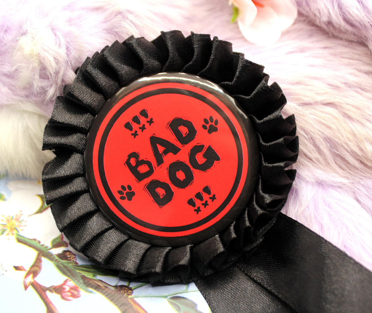 Bad Dog Red and Black Rosettes (58mm)