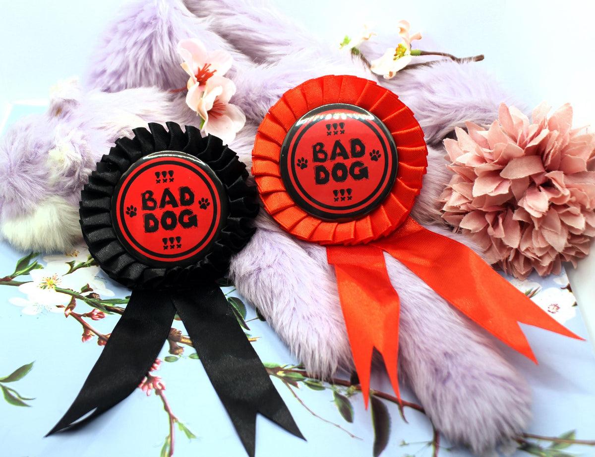 Bad Dog Red and Black Rosettes (58mm)
