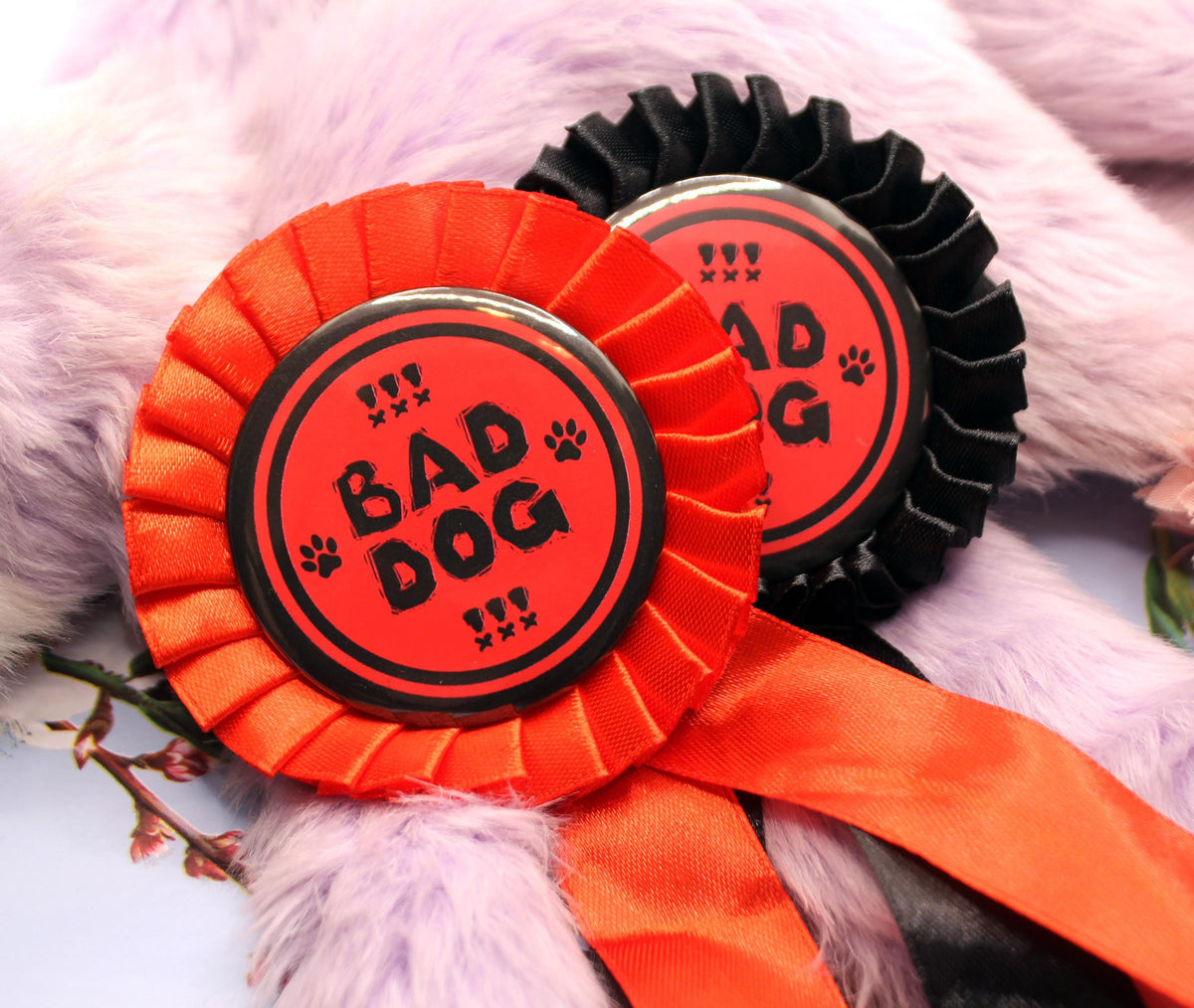 Bad Dog Red and Black Rosettes (58mm)