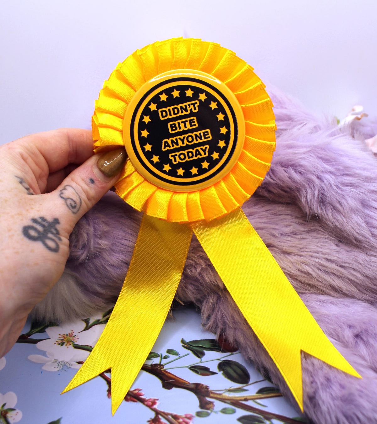 Didn't Bite Anyone Today Gold and Black Rosettes (58mm)