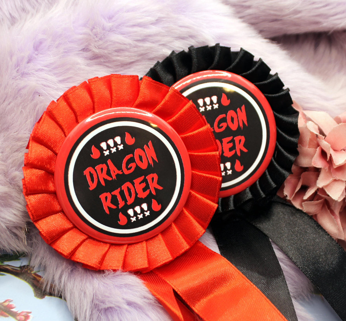 Dragon Rider Red and Black Rosettes (58mm)