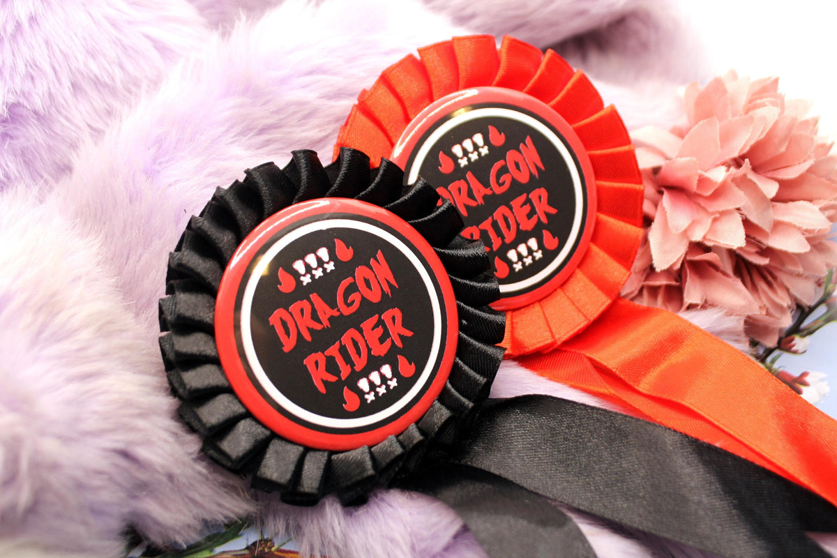 Dragon Rider Red and Black Rosettes (58mm)