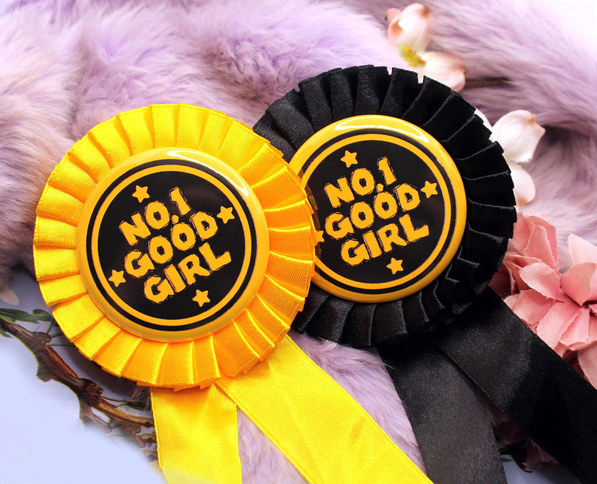 No.1 Good Girl Gold and Black Rosettes (58mm)