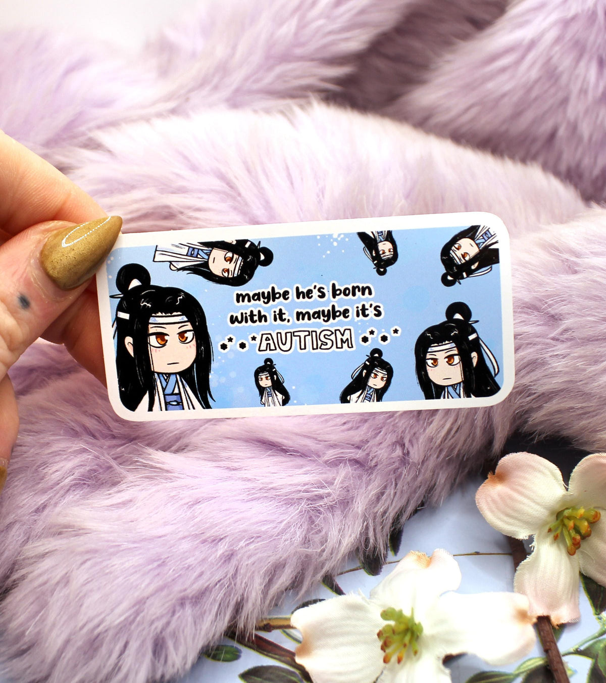 Lan Wangji Maybe it's Autism sticker (7cm) Mo Dao Zu Shi MXTX Fan Art