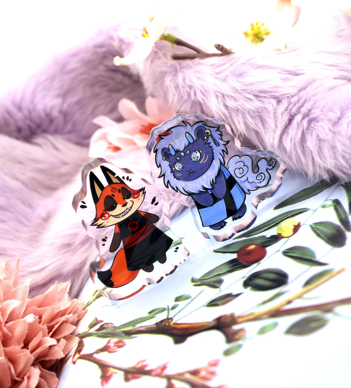 Chibi Sunny the Shisa and Enohki The Fox Thick Acrylic Standees (5cm)