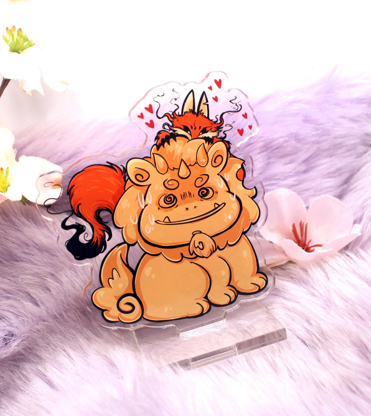 Taiyaki Sunny the Shisa and Enohki The Fox Slim Acrylic Standee (7cm)