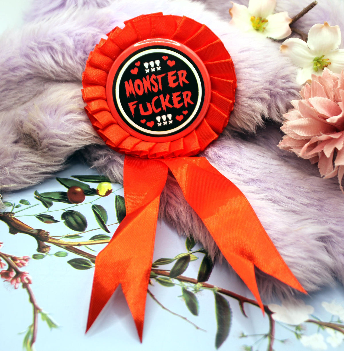 Red and Black Monster Fucker Rosettes (58mm)