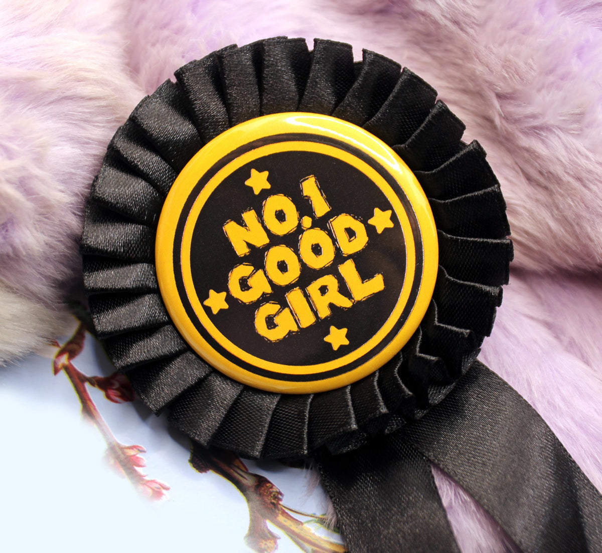 No.1 Good Girl Gold and Black Rosettes (58mm)