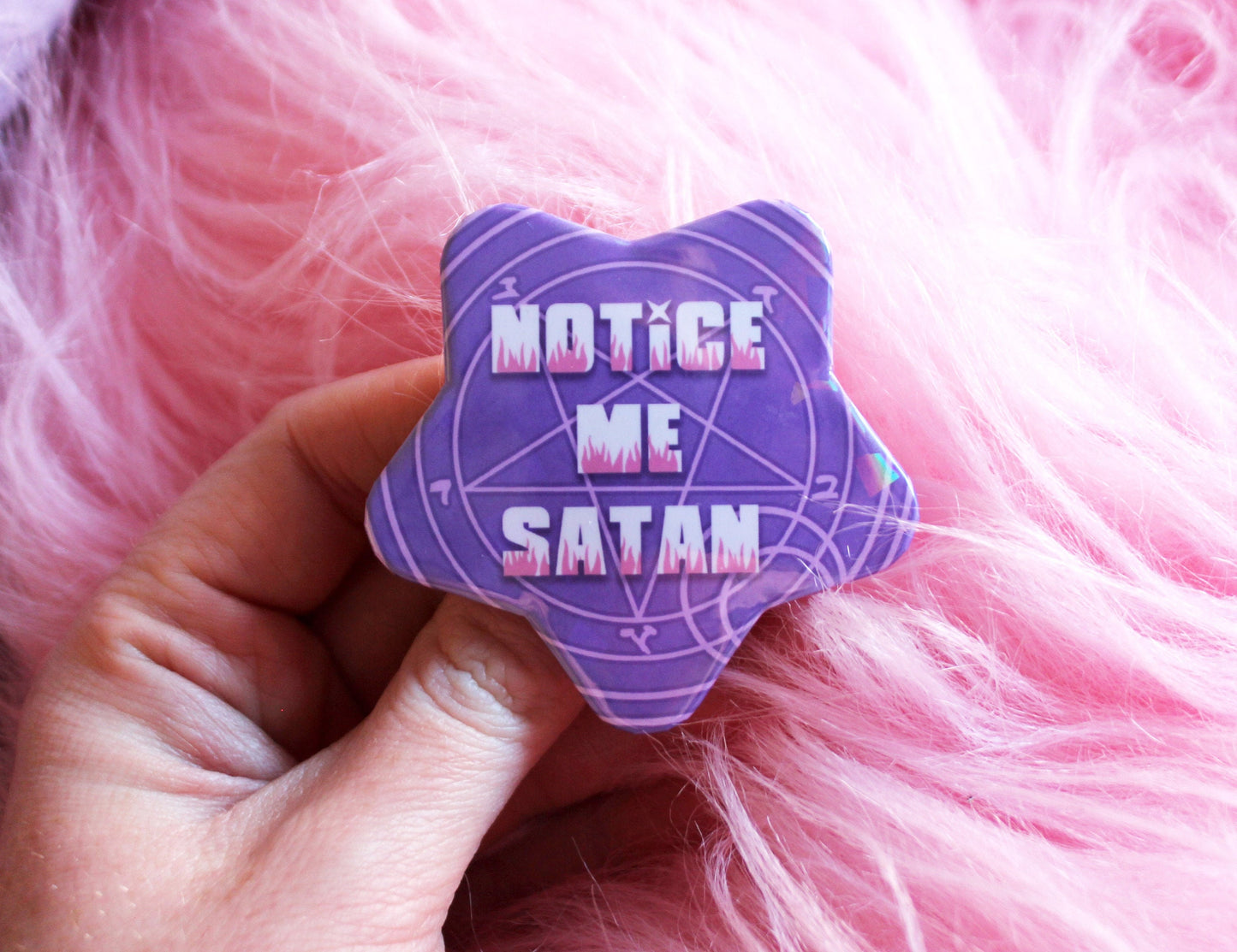 Notice Me Satan Pentagram Star Badge
