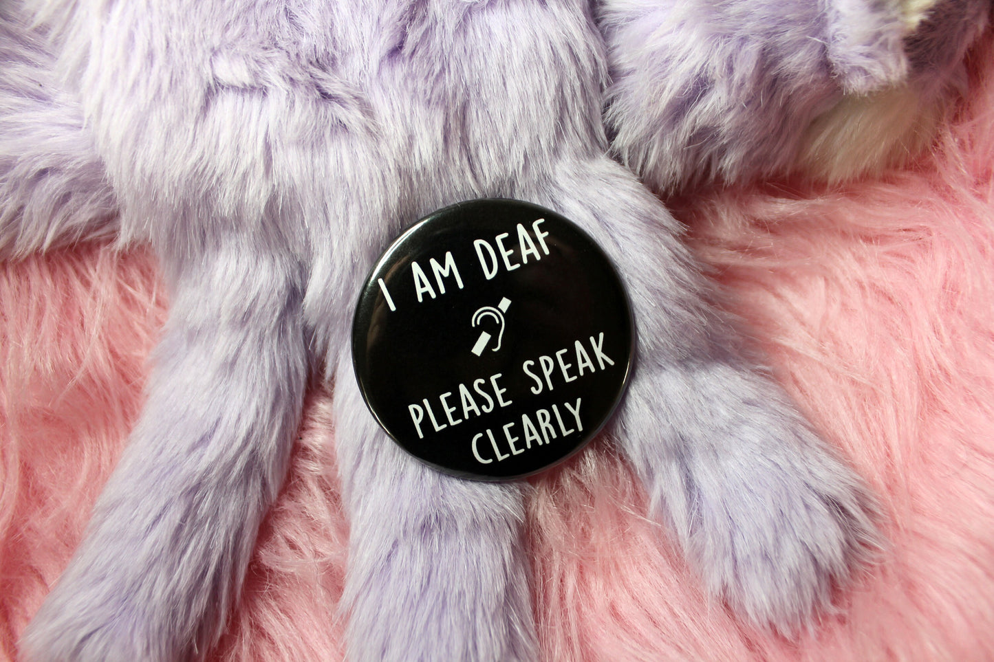 Deaf, Partially Deaf, Hard of Hearing and Auditory Processing Please Speak Clearly Badges - 58mm