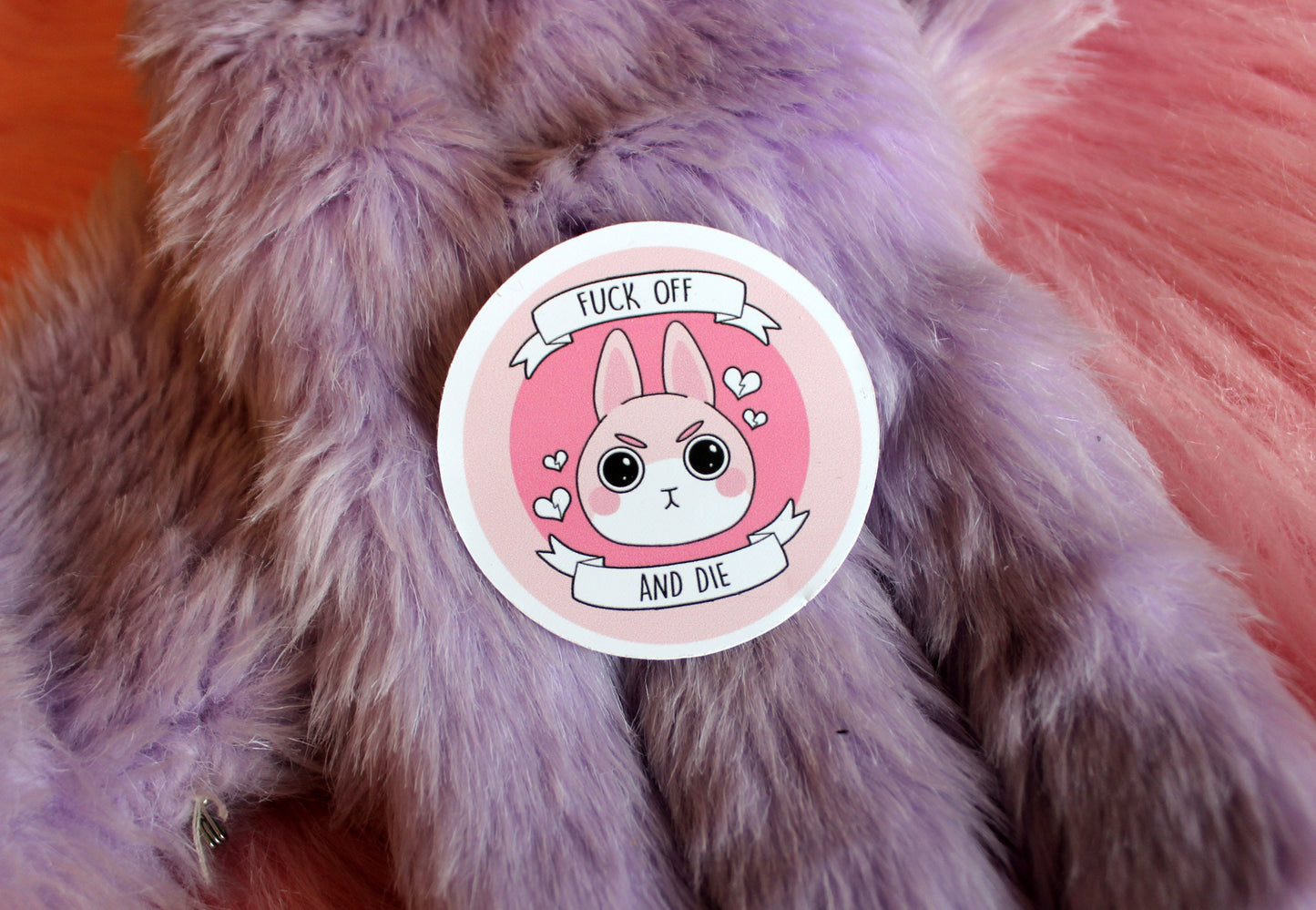 Fuck Off and Die Bunny Sticker (7cm)