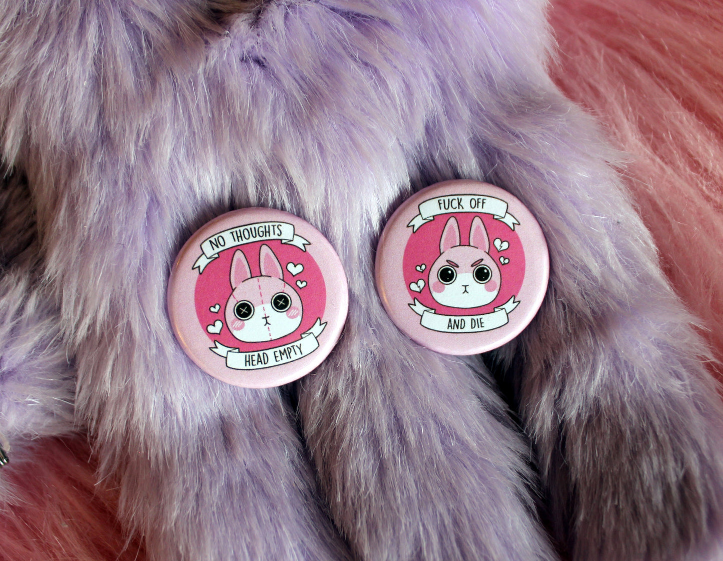 Fuck Off And Die Pink Rabbit Bunny Badge (38mm)