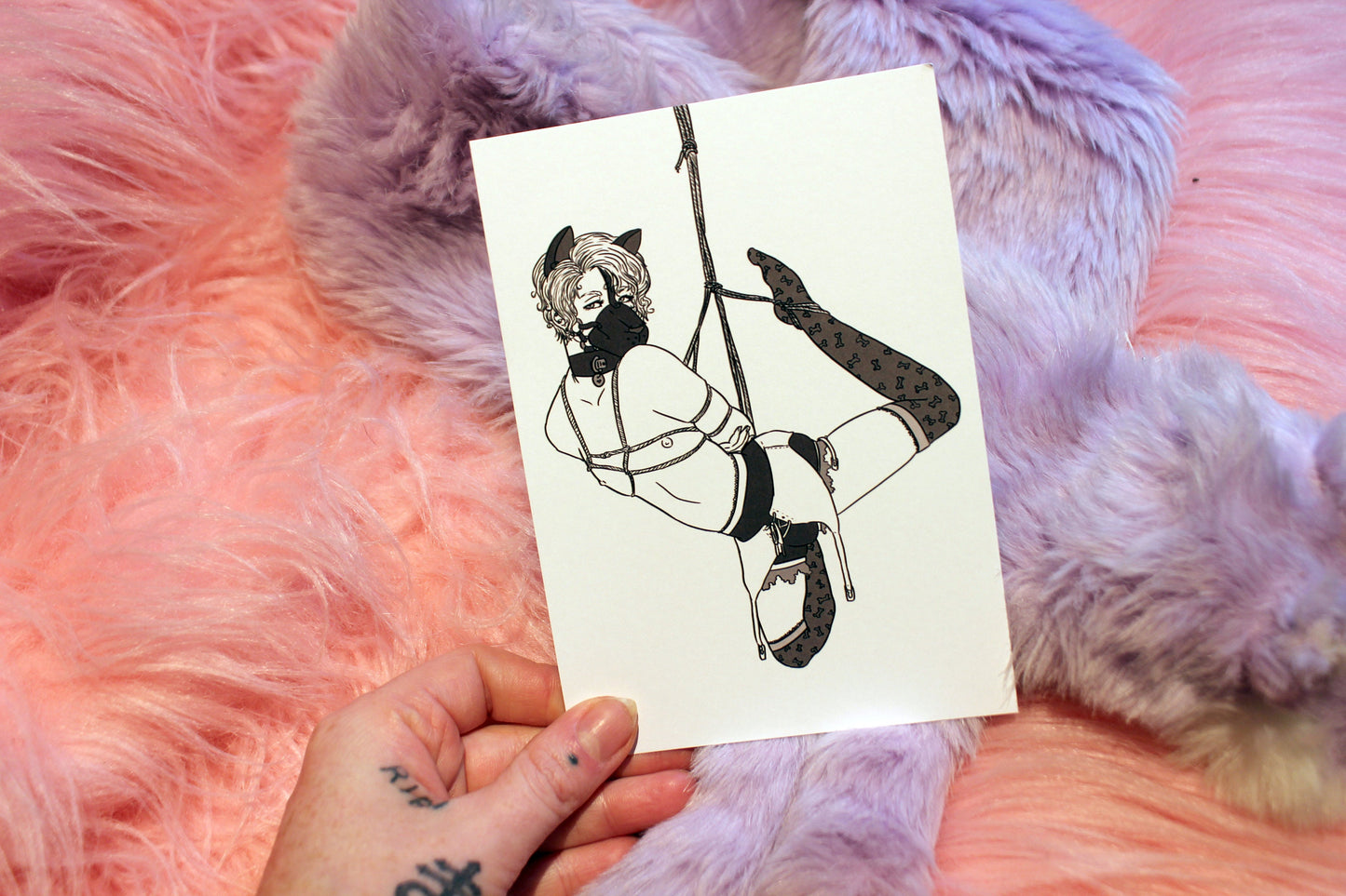 Boys in Bondage Puppy Shibari A6 Print