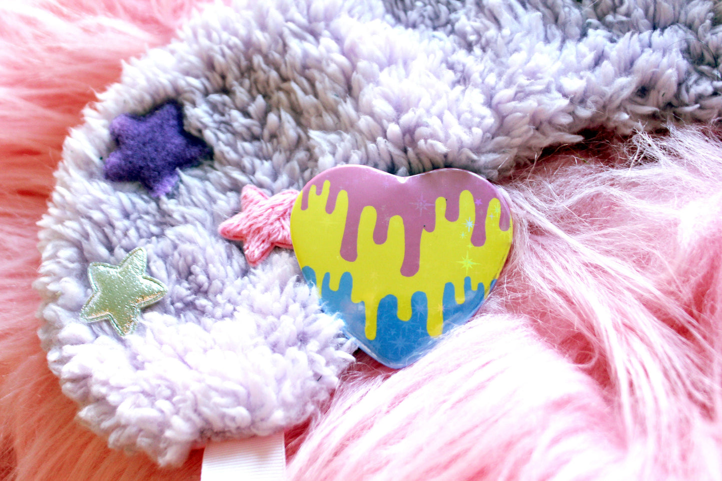 Holographic Melty Pansexual Pride Flag Heart Badges (55mm)
