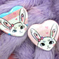 Bunny & Trans Print Holographic Heart Badges (55mm)