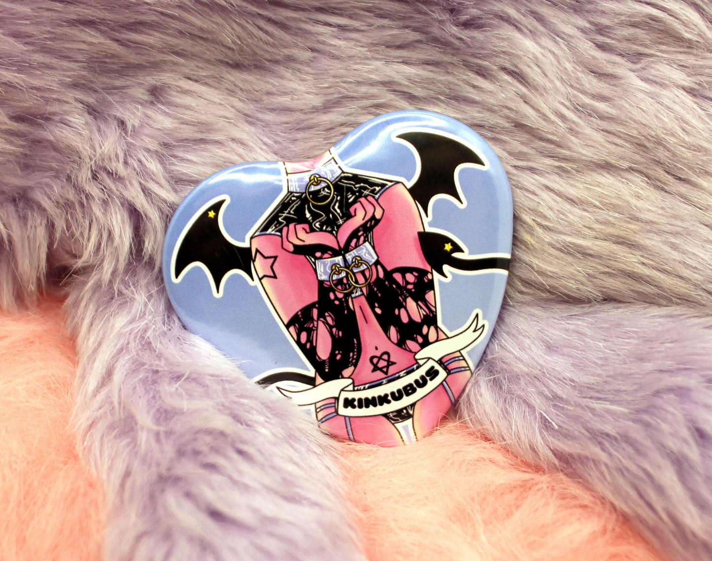 Kinkubus Concubus Heart Badge (55mm) - Androgynous demon badge