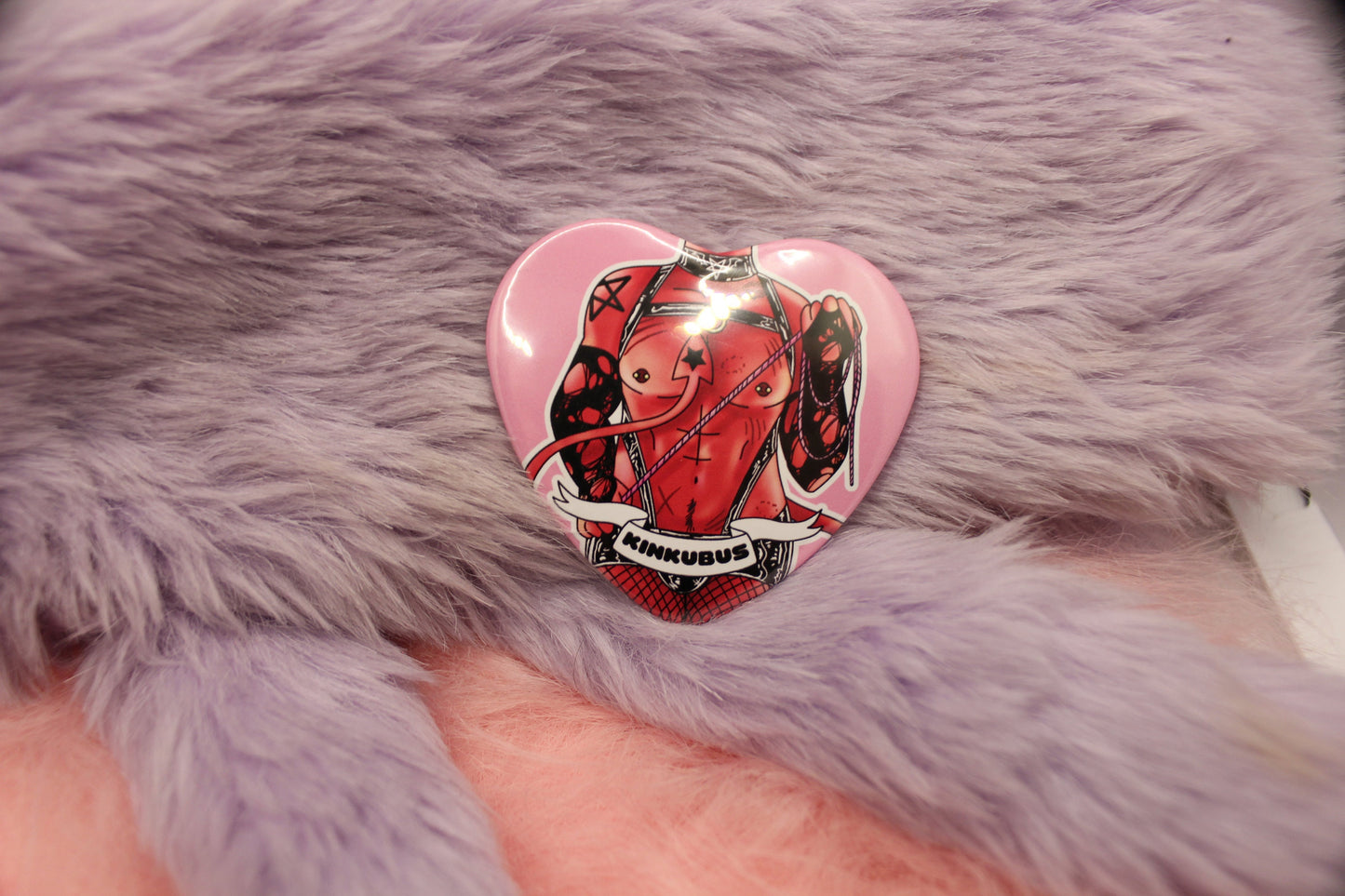 Kinkubus Red Incubus Heart Badge (55mm) - Red black demon badge