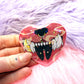 Oni Demon Dog Heart Badges (55mm) - Holographic finish Blue Pink Red Black